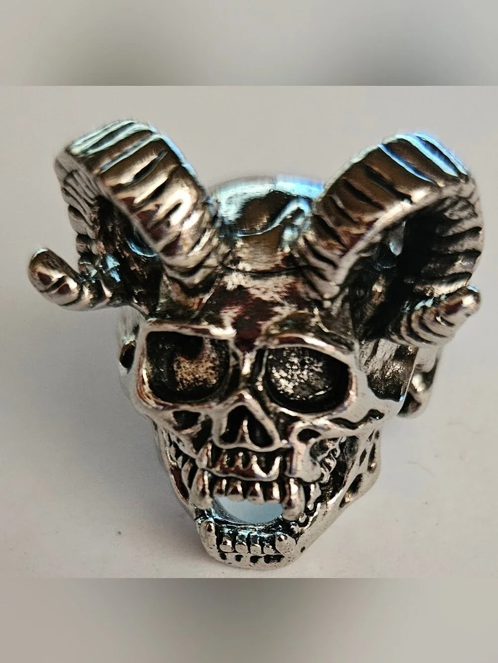 Devil Skull Ring for Men - Horned Gothic Statement